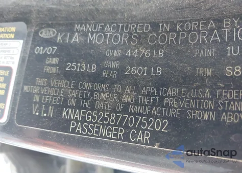 2007 Kia Rondo Lx from USA, damaged, VIN KNAFG525877075202
